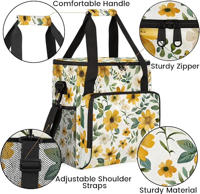 Flamboyant Flower Coffee Maker Carrying Bag Portable Travel Storage Tote Bag Compatible with K-Mini or K-Mini Plus Single Serve Coffee Brewer Carrying Case with Multiple Pockets &amp Shoulder Strap