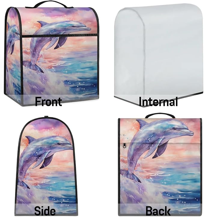 cfpolar Kitchen Aid Mixer Cover Compatible with 6-8 Quarts Animals Dolphin Ocean Stand Mixer Cover Kitchen Aid Mixers Accessories Appliance Organizer Bag Dust Covers with Zipper Pocket