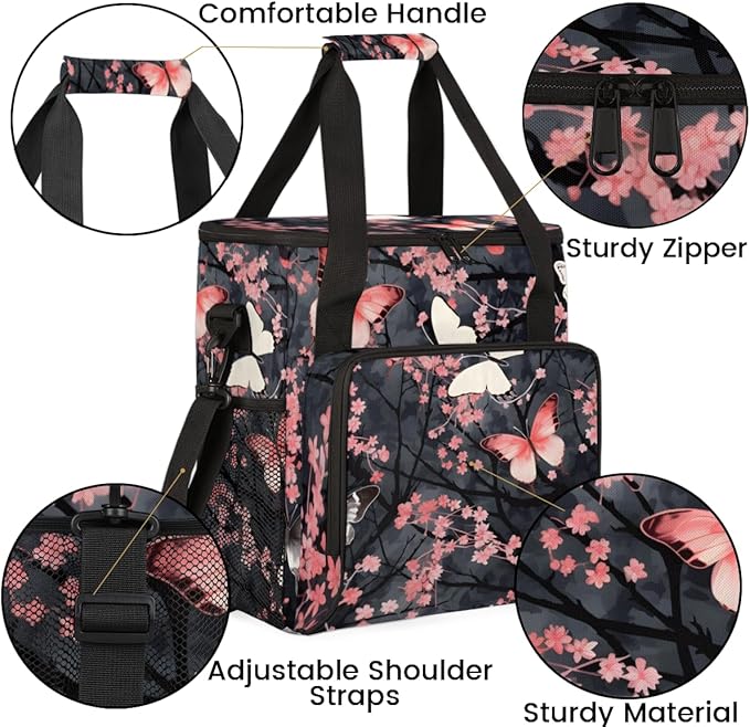Abstract Butterfly Coffee Maker Carrying Bag Artistic Butterfly Travel Storage Bag Compatible with K-Mini or K-Mini Plus Single Serve Coffee Brewer Carrying Case with Pockets &amp Shoulder Strap