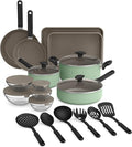 bella 21 Piece Kitchen Set with EverGood™ Ceramic Nonstick Coating Dishwasher &amp Oven Safe All Stovetops Compatible Tempered Glass Lids &amp Cool Touch Handles Seaglass