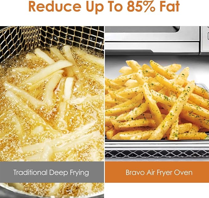 NUWAVE Bravo XL Air Fryer Convection Toaster Oven Countertop 112-in-1 Smart Grill Combo with Original Flavors &amp Marks Adjustable Heating Zones for Pizza Roast Bake 50-500°F Stainless Steel