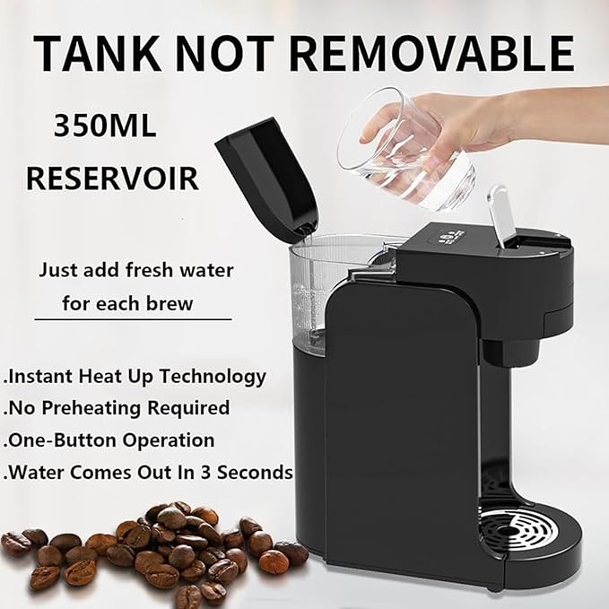 Capsule Coffee Machine Mini Espresso Machine Smart Dual Mode with 3000l Water Tank 3 Height Adjustable Cup Holder(119/143/175mm) for K-Cup Capsules Cappuccino