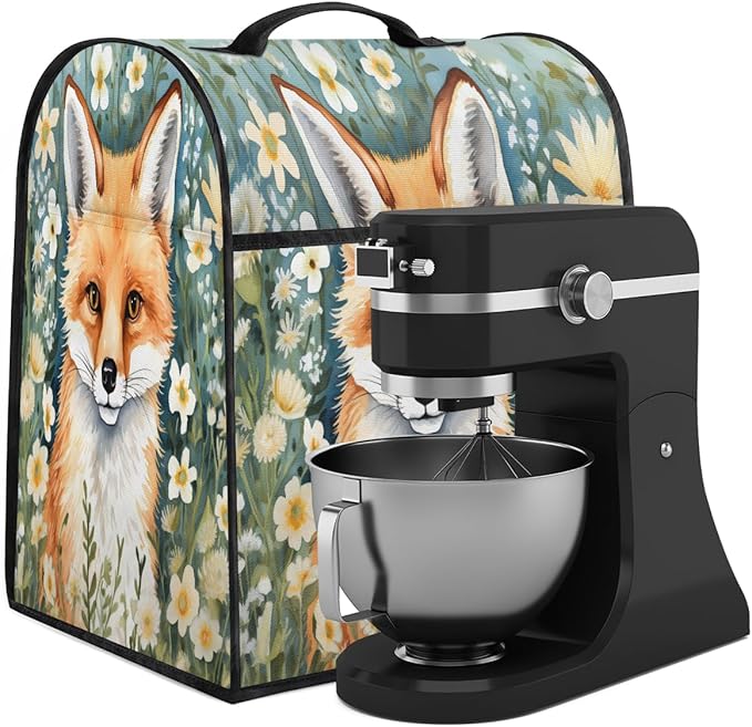 cfpolar Kitchen Aid Mixer Cover Compatible with 6-8 Quarts Cute Fox Flower Stand Mixer Cover Kitchen Aid Mixers Accessories Appliance Organizer Bag Dust Covers with Zipper Pocket