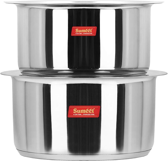 Sumeet Stainless Steel Tope Set 5 L 6 L 2 Piece (Steel) 1 Liter