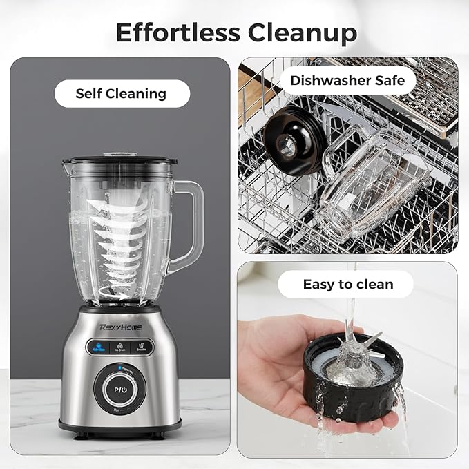 Blender with 3 Programs 1000W Heavy-Duty Countertop Blenders for Kitchen 59 Oz Glass Jar Auto Clean 8-Speeds &amp Pulse Function Blender for Smoothies Shakes Ice Crushing &amp Frozen Fruit