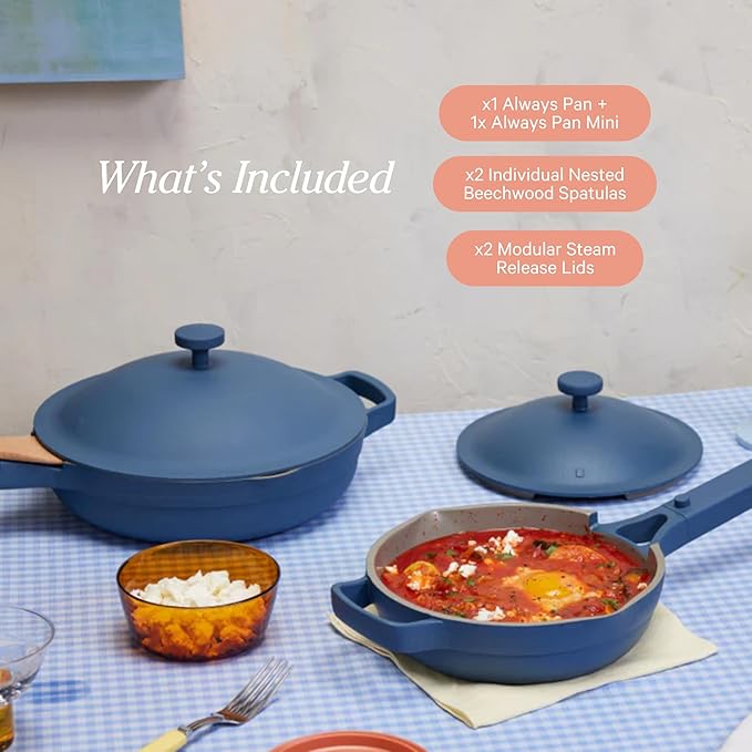 Our Place Always Pan Duo - Standard &amp Mini Always Pan 2.0 Bundle | Multi-Functional Cookware Set Replaces 20 Pieces | Sage