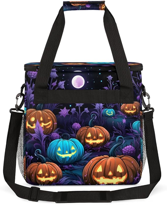 Gothic Moon Halloween Pumpkin Coffee Maker Carrying Bag Travel Storage Bag Compatible with K-Mini or K-Mini Plus Single Serve Coffee Brewer Carrying Case with Multiple Pockets &amp Shoulder Strap