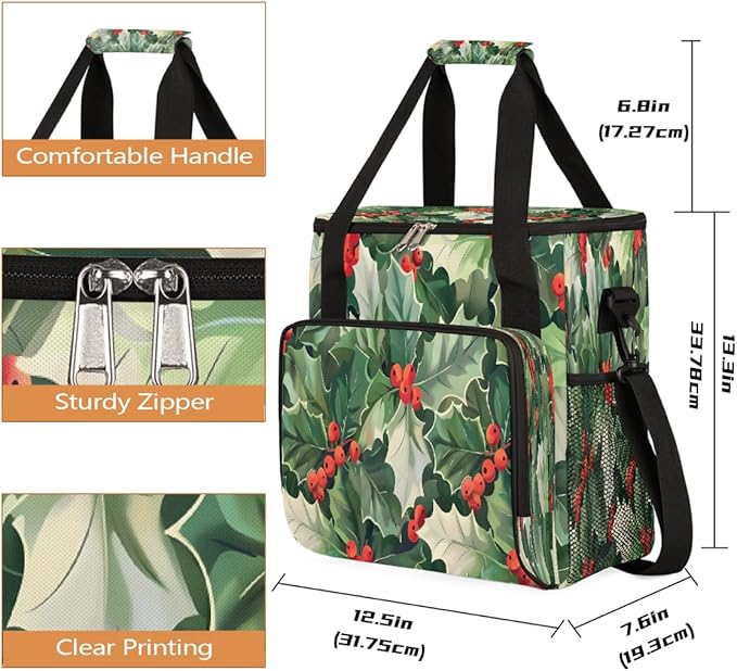 Christmas (734) Coffee Maker Carring Bag Travel Carrying Storage Tote Bag Compatible with Keurig K-Mini or K-Mini Plus Portable Single Serve Coffee Brewer Case with Pockets for K-cup Pods