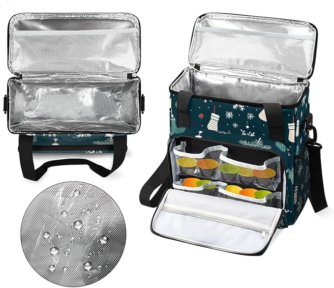 Xmas Stocking Coffee Maker Carrying Bag Snowflake Travel Storage Bag Compatible with K-Mini or K-Mini Plus Single Serve Coffee Brewer Carrying Case with Multiple Pockets &amp Shoulder Strap