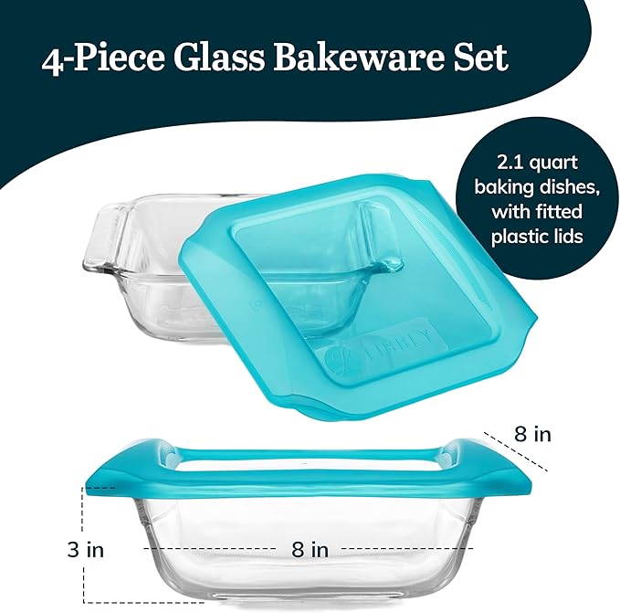 Libbey Baker’s Premium 2 Piece Glass Baking Dish Set Stackable Casserole Dish with Lid Set Baking Glassware for Casseroles Lasagna Brownies