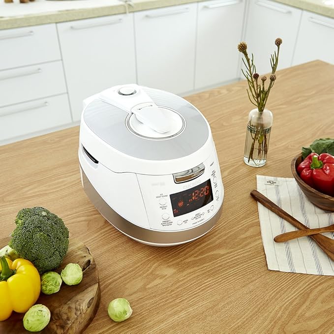 CUCKOO CRP-HS0657FW 6-Cup (Uncooked) 12-Cup (Cooked) Induction Heating Pressure Rice Cooker with Nonstick Inner Pot &amp 16 Menu Modes (White/Silver Made in Korea)