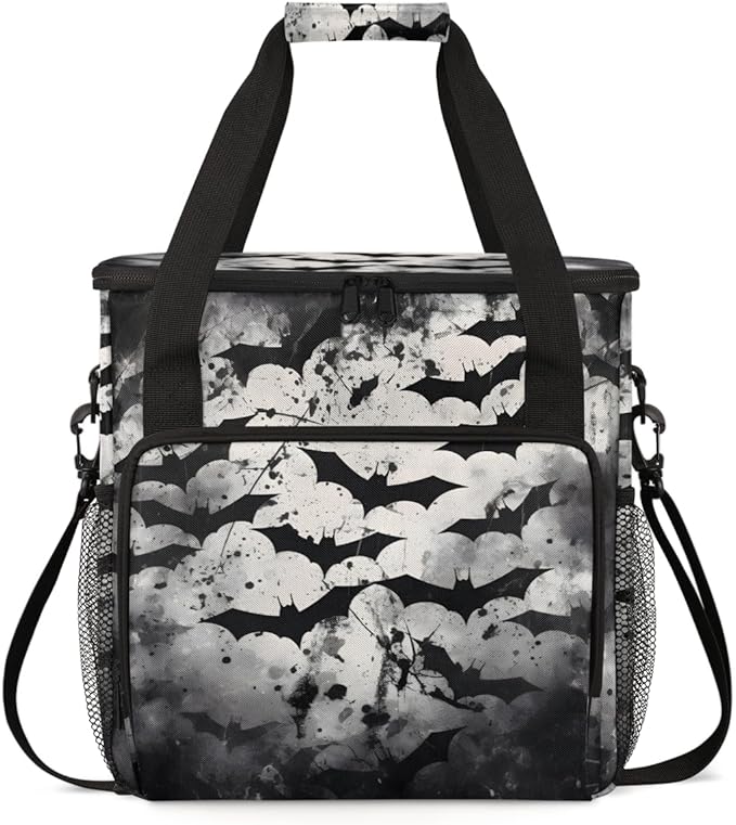 Gothic Bat Coffee Maker Carrying Bag Abstract Bat Travel Storage Bag Compatible with K-Mini or K-Mini Plus Single Serve Coffee Brewer Carrying Case with Multiple Pockets &amp Shoulder Strap