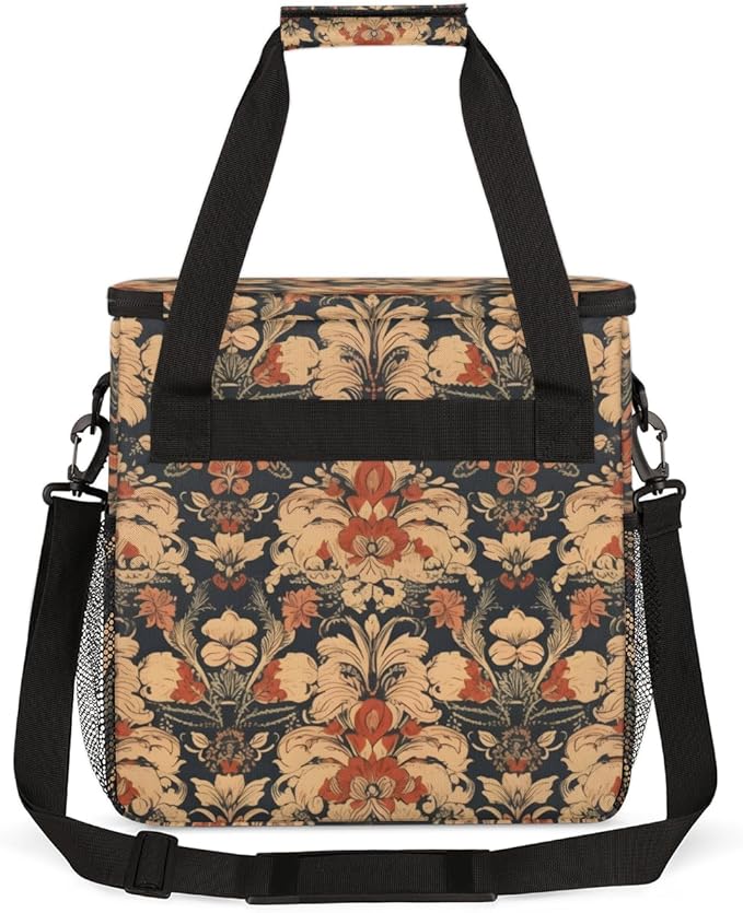 Ethnic Artistic Grunge Coffee Maker Carrying Bag Floral Travel Storage Bag Compatible with K-Mini or K-Mini Plus Single Serve Coffee Brewer Carrying Case with Multiple Pockets &amp Shoulder Strap