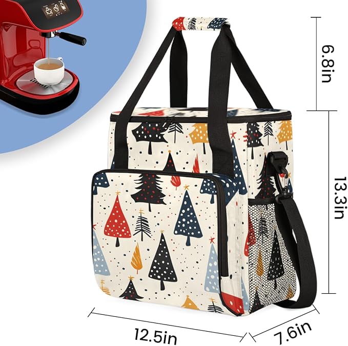 Cartoon Tree Coffee Maker Carrying Bag Magical Tree Travel Storage Bag Compatible with K-Mini or K-Mini Plus Single Serve Coffee Brewer Carrying Case with Multiple Pockets &amp Shoulder Strap