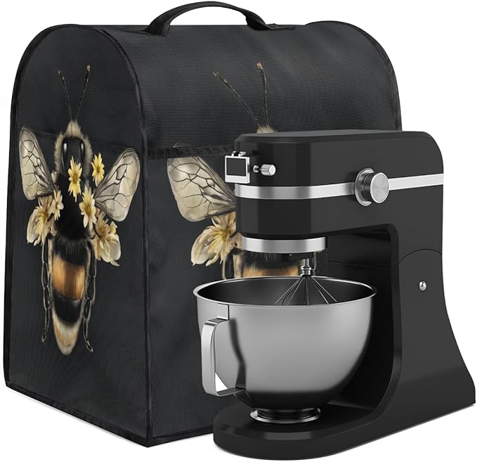 cfpolar Kitchen Aid Mixer Cover Compatible with 6-8 Quarts Animal Bee Flower Stand Mixer Cover Kitchen Aid Mixers Accessories Appliance Organizer Bag Dust Covers with Zipper Pocket