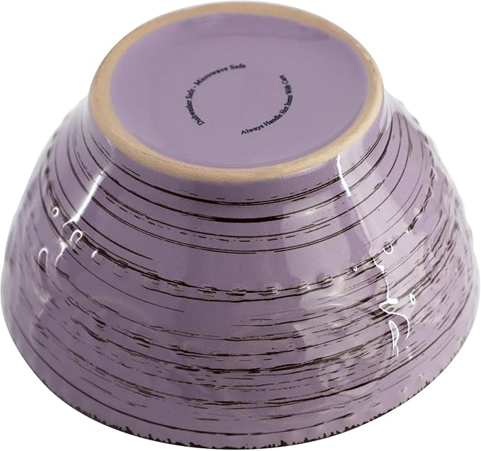 16-Piece Stoneware Dinnerware Set – Ocean Bloom Sea Glass Mica Calcite Jasper &amp Deep Ocean – Microwave Safe Dishwasher Safe Service for 4 with Reactive Glaze Finish (Purple)