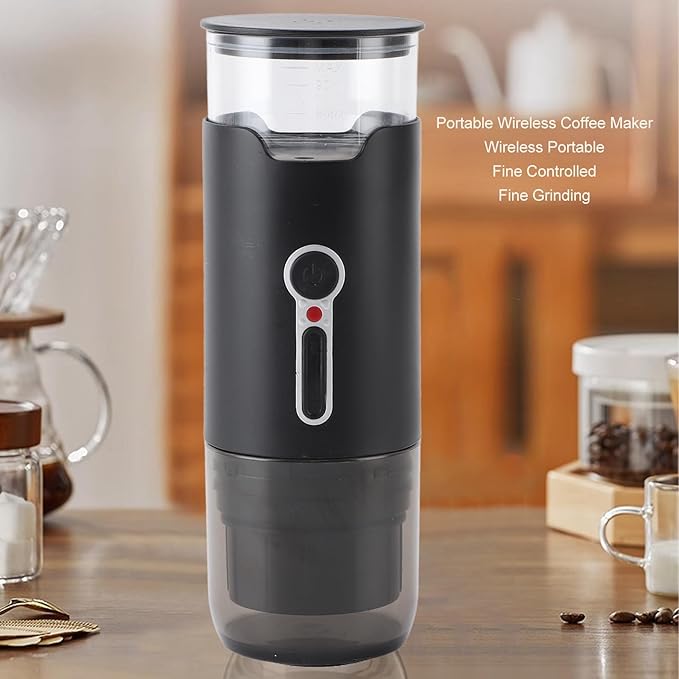 Rechargeable Mini Coffee Machine Portable Electric USB 15 Bar Pressure Coffee Maker Wireless Brewer for Home Office &amp Travel Black (#2)