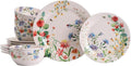Bico Summer Provence Ceramic 12 pcs Dinnerware Set Service for 4 Inclusive of 11 inch Dinner Plates 8.75 inch Salad Plates and 26oz Cereal Bowls for Party Microwave &amp Dishwasher Safe