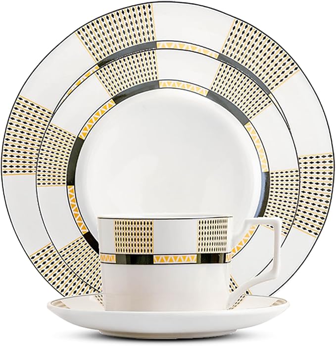 bone china dinnerware set tableware set 24-piece dish set for 6 dinner plate set cups and plates sets for kitchen round plates dishwasher safe kitchen dishes set for housewarmingpartydinner