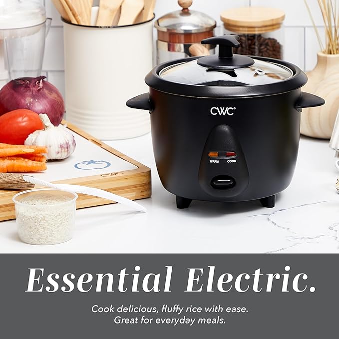 COOK WITH COLOR 6 Cup Rice Cooker 300W - Effortless Cooking and Perfectly Cooks 3 Cups of Raw Rice for 6 Cups of Cooked Rice Black