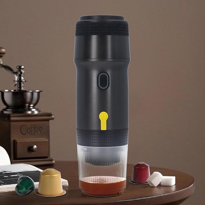 Asixxsix Portable Espresso Machine 3 In 1 20 Bar Self Heating Electric Travel Expresso Maker 12V Mini Automatic Car Coffee Maker Compatible with NES DG Capsule Coffee Powder for Camping