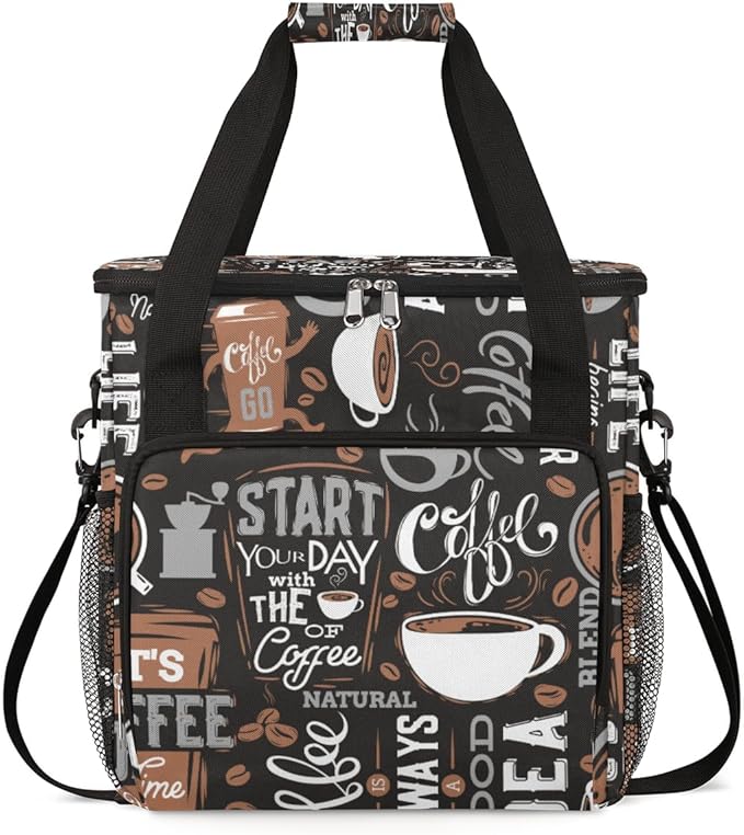 cfpolar Coffee Maker Storage Bag Waterproof Travel Carrying Storage Tote Bag Organizer Case Compatible with K-Mini or K-Mini Plus And Suitable for Other Accessories With Pockets for K-Cup Pods