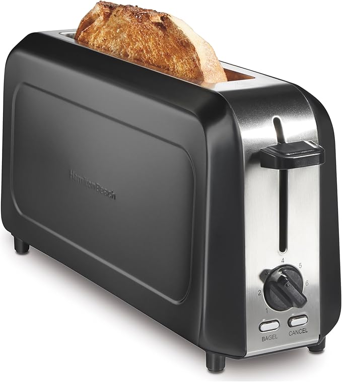 Hamilton Beach Extra Wide Long Slot 2 Slice Toaster Browning Control With 7 Shades Bagel Function Cancel Button &amp Auto Shutoff Modern Slim Design Fits Any Space Black (22989)