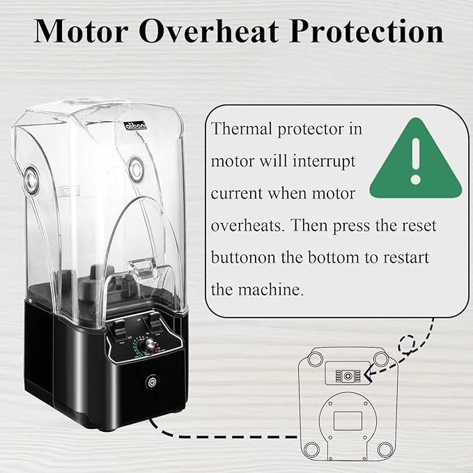 Commercial Blender for Smoothies 2200W with Soundproof Cover2200 ML15 Speeds6-leaves Stainless Steel BladeHeavy Duty Blender for RestaurantIce CrushShakes (Black)