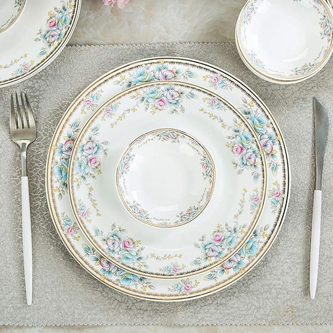 Porcelain Dinnerware Sets Plates and Bowls Sets 48 Pieces Ceramics Dinner Sets Bowl/Dish/Soup Pot/Spoon|Dinnerware Set Floral Pattern Combi