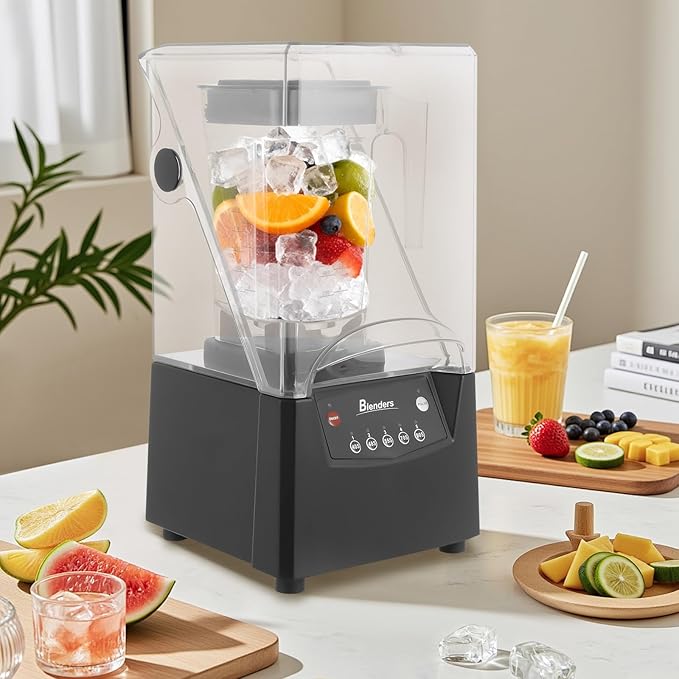 Commercial Grade 2200W Soundproof Blender with 1.8L Stainless Steel Jar - Heavy Duty 23000r/min Professional Juice/Shake/Smoothie Maker for Kitchen &amp Bar