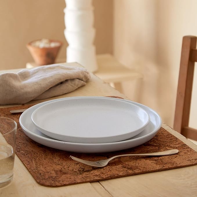 Casafina Ceramic Stoneware 18-Piece Place Setting Service for 6 with Cereal Bowls - Pacifica Collection Salt White | Microwave &amp Dishwasher Safe Dinnerware Set | Restaurant Quality Tableware