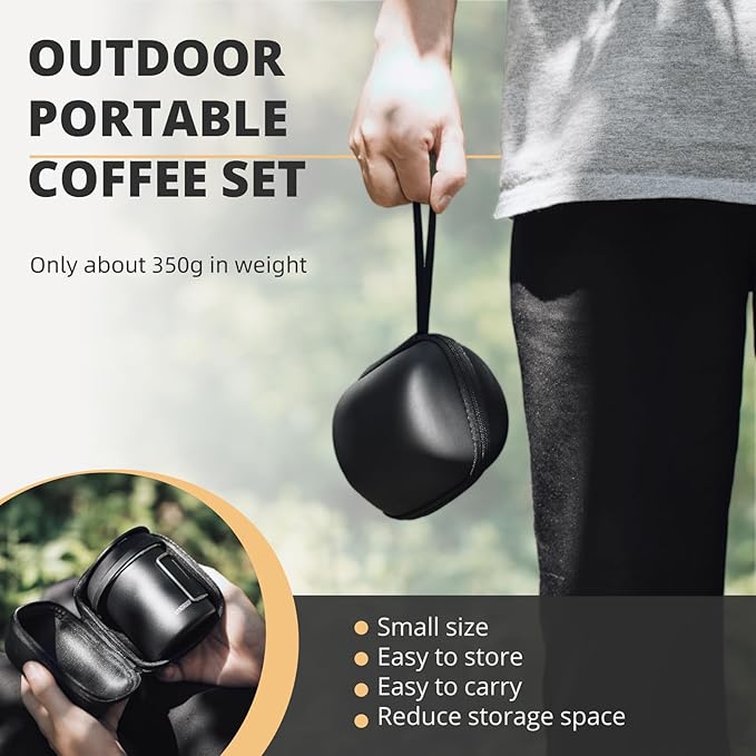 Portable Pour Over Coffee Maker Set Collapsible Silicone Coffee Dripper Set Perfect for Travel Camping Home (BLACK CUP 2CUP)