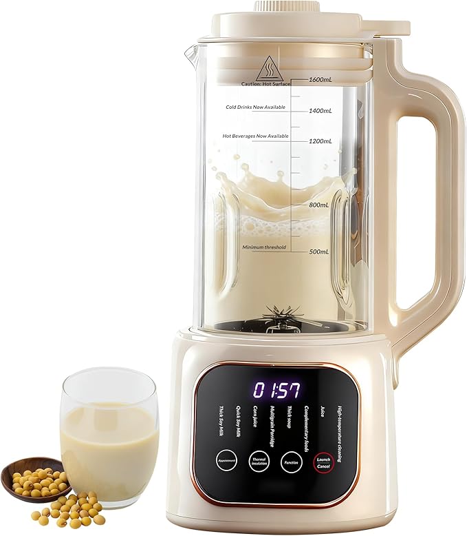 54oz Nut Milk Maker Machine11 in 1 Automatic Soy Milk Maker Blender for Homemade Soy Almond Oat Coconut Plant Based Milks Milkshake and Juice with 24H Delay Start/6H Keep Warm/Auto Clean White