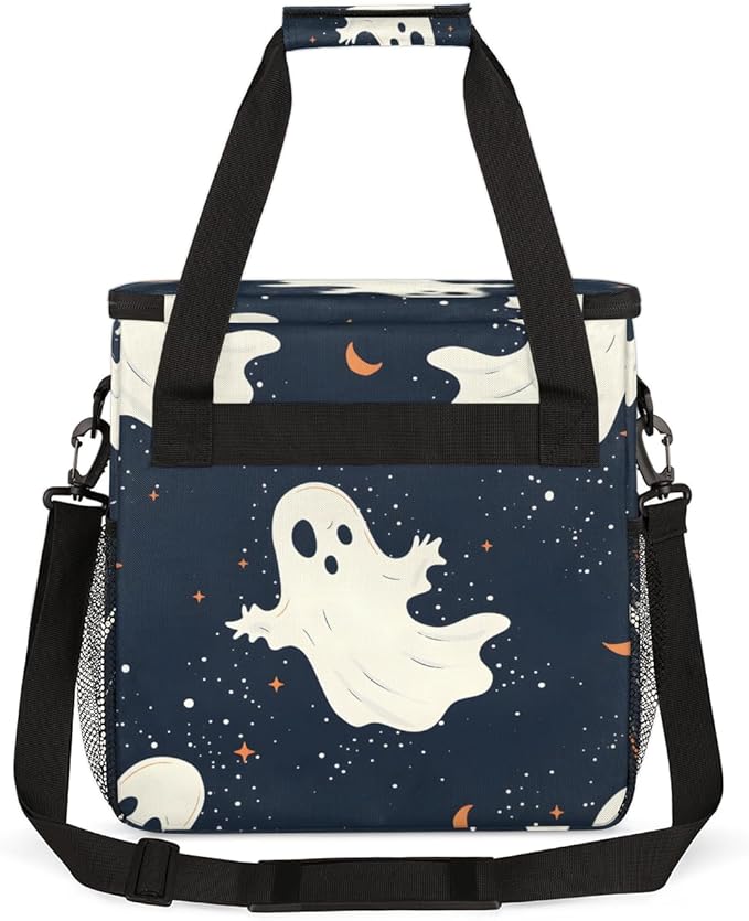 Bright Spooky Ghost Coffee Maker Carrying Bag Portable Travel Storage Tote Bag Compatible with K-Mini or K-Mini Plus Single Serve Coffee Brewer Carrying Case with Multiple Pockets &amp Shoulder Str