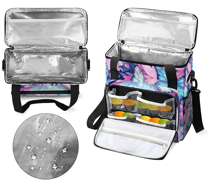 Watercolor Butterfly Coffee Maker Carrying Bag Flowers Butterfly Travel Storage Bag Compatible with K-Mini or K-Mini Plus Single Serve Coffee Brewer Carrying Case with Pockets &amp Shoulder Strap
