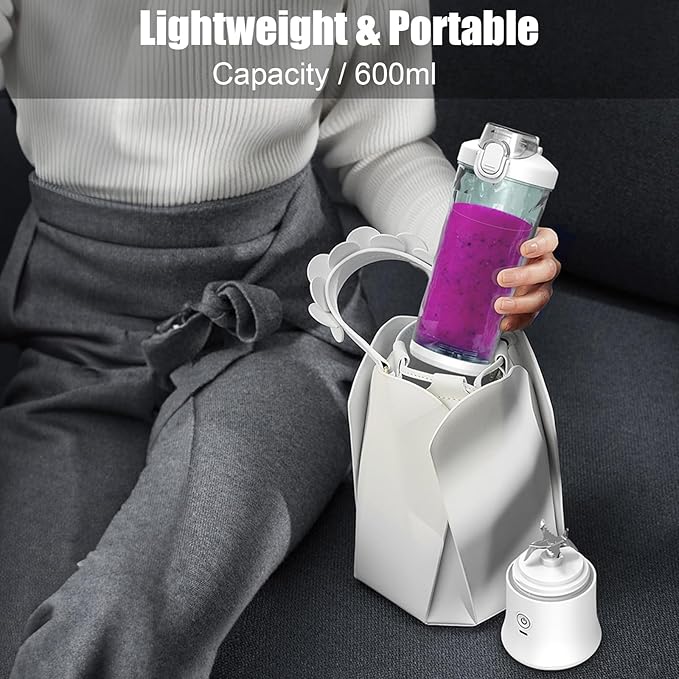 20 Oz Portable Blender for Shakes Smoothies Travel Gym Home Office Personal Size with 6 Blades Waterproof USB Rechargeable Handheld Blender Cup Black