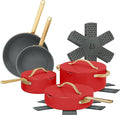 12-Piece Ceramic Non-Stick Cookware Set | Pots and Pans with Strainer Lids &amp Pour Spouts | Induction &amp Oven Safe to 500°F | PFOA-Free Stay-Cool Handles