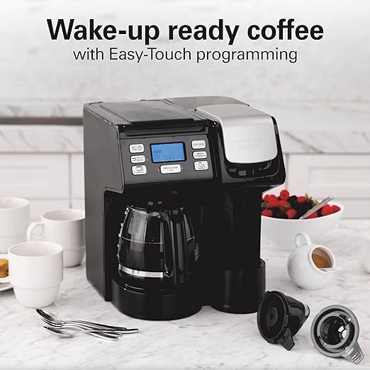 Hamilton Beach FlexBrew Trio 2-Way Coffee Maker Compatible with K-Cup Pods or Grounds Combo Single Serve &amp Full 12c Pot Black - Fast Brewing (49902)
