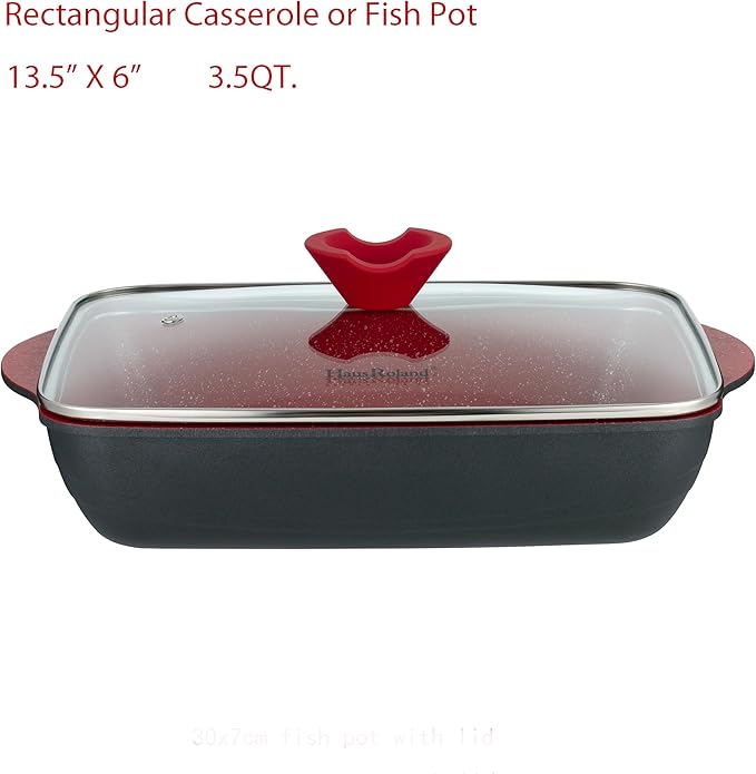 Lorren Home Trends Die-Cast Aluminum Cookware Set 14 Piece Non-Stick Induction Compatible Red