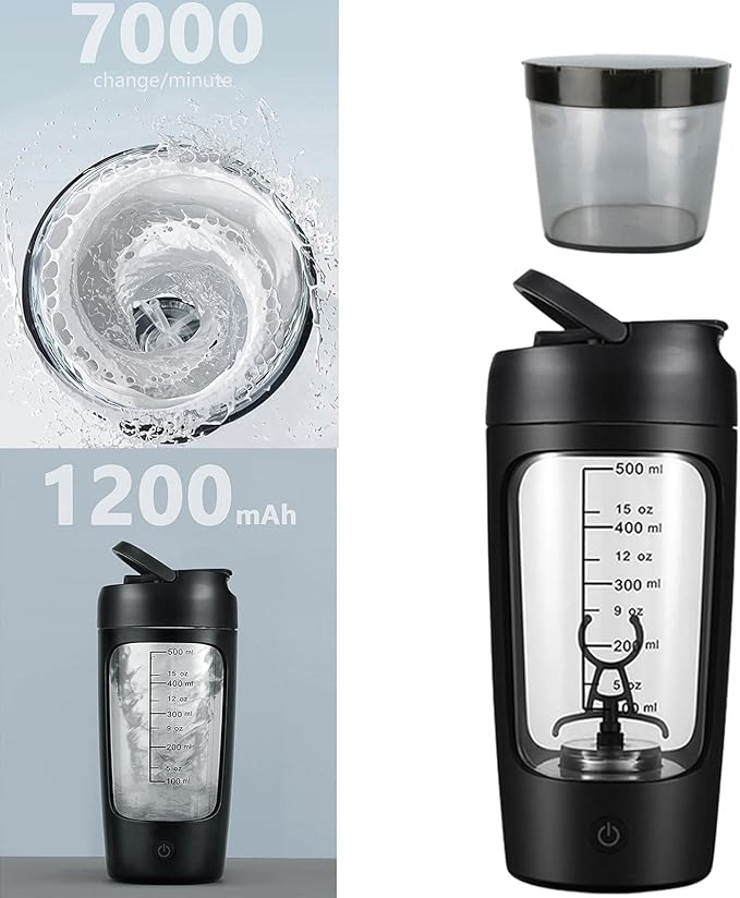 Electric Shaker Bottle 650ml Rechargeable Powerful With Powder Compartment For Smooth Protein Shakes Storage