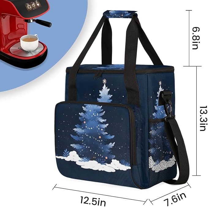 Gothic Christmas Tree Coffee Maker Carrying Bag Portable Travel Storage Tote Bag Compatible with K-Mini or K-Mini Plus Single Serve Coffee Brewer Carrying Case with Multiple Pockets &amp Shoulder S