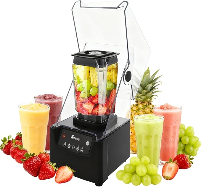 Commercial Smoothie Blender with Quiet Shield 61oz Quiet Blender for Smoothies 2600W High Powered Blenders Stainless Steel Milk Shake Machines for Smoothies Milkshakes and Sauces