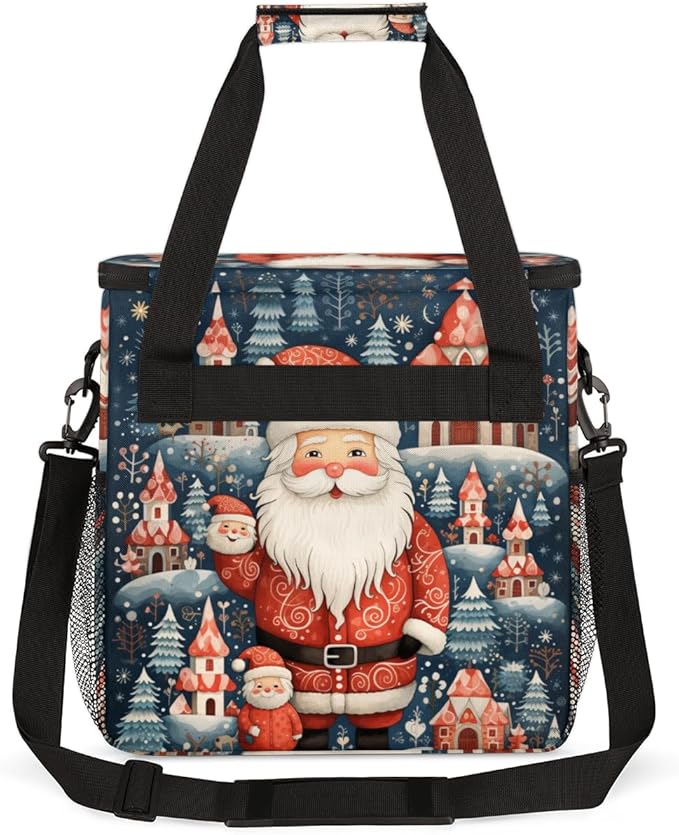 Xmas Santa Claus Coffee Maker Carrying Bag Retro Santa Claus Travel Storage Bag Compatible with K-Mini or K-Mini Plus Single Serve Coffee Brewer Carrying Case with Multiple Pockets &amp Shoulder St