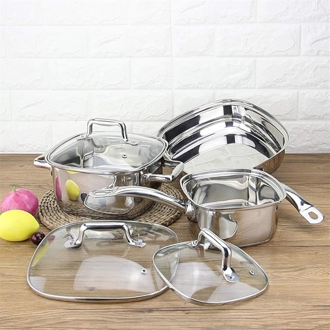 Cookware Set Soup Pots Stainless Steel Milk Pot Frying Pan Cooking Pot Set Induction Cooker Kitchen Pots and Pans Nonstick Pan