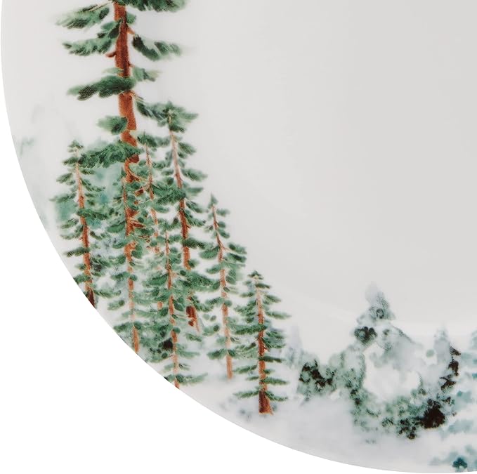 Mikasa Watercolor Forest Bone China Lightweight Chip Resistant 16 Piece Dinnerware Set Service for 4 White