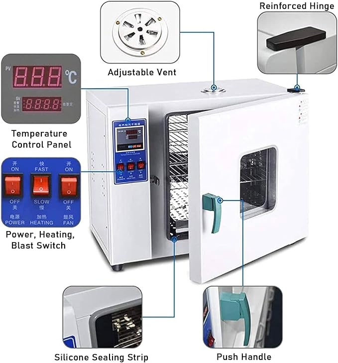 Laboratory/Industrial Thermostatic Blast Drying Oven 600W Drying Oven 220V/RT+5-300°C 156L Laboratory Drying Oven202-0S
