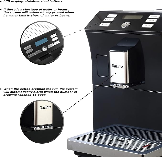 Fully Automatic Espresso Machine for Countertop Latte &amp Cappuccino Maker 19 Bar Coffee Makers with Milk Frother Lcd Coffee Machine for HomeStainless Steel