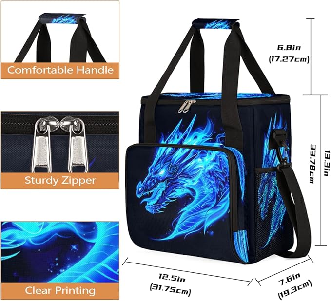 Blue Ice Dragon Coffee Maker Carring Bag Travel Carrying Storage Tote Bag Compatible with Keurig K-Mini or K-Mini Plus Portable Single Serve Coffee Brewer Case with Pockets for K-cup Pods