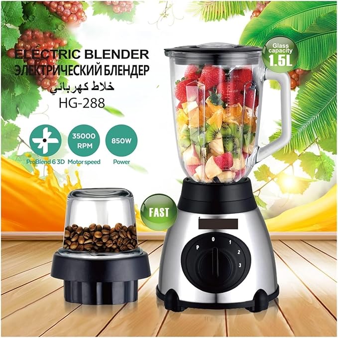 Electric Blender and Juicer 2-in-1 1.5L Fruit and Vegetable Juice Extractor with High Feed Tank UK 220V(E-220V)