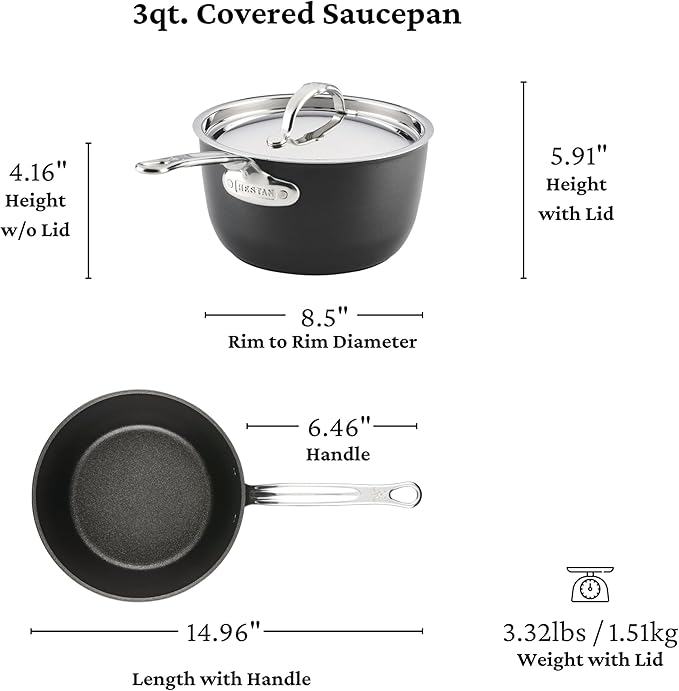 Hestan TITUM Fusion 10-Piece Nonstick Cookware Set Double Impact Stainless Steel Base &amp Aluminum Body Induction Compatible Made without PFOAs